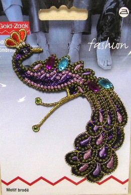 Prym 926331 Applikation Pfau mit Schmuck Straß bunt