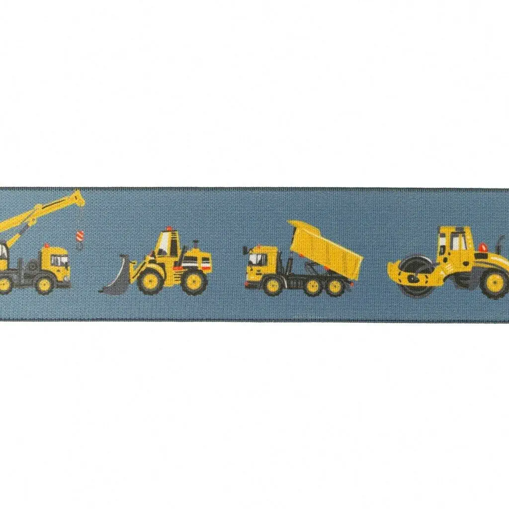 Gummiband 40mm Baumaschinen blau bunt