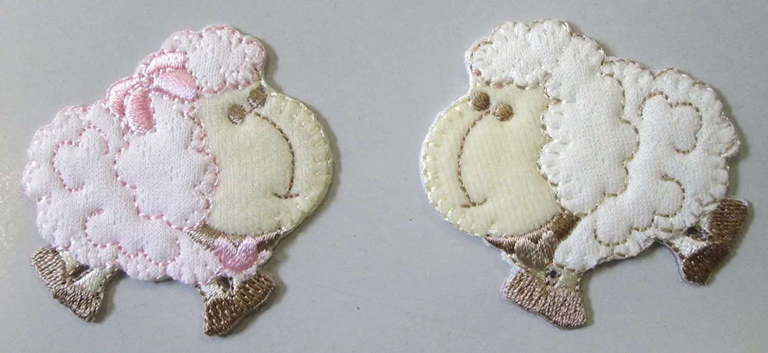 2 Applikation Schäfchen für Boys und Girls 50 x 45 mm