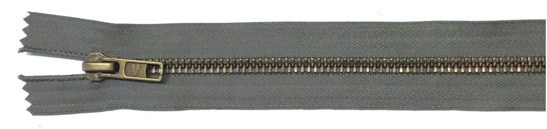 Reißverschluss grau, 025 cm Metall nicht teilbar 6 mm Kette für Jeans