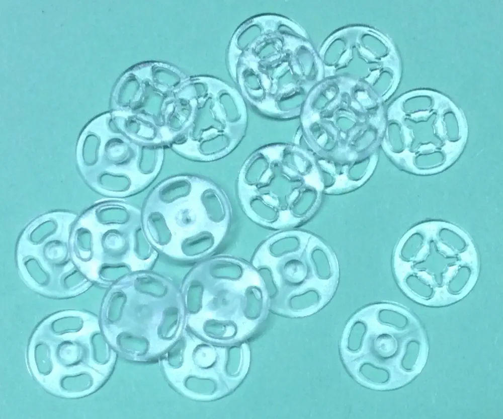 10 Annäh-Druckknöpfe Kunststoff 13 mm transparent