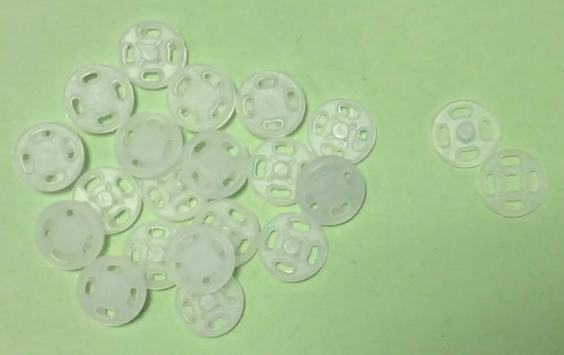 10 Annäh-Druckknöpfe Kunststoff 13 mm transparent