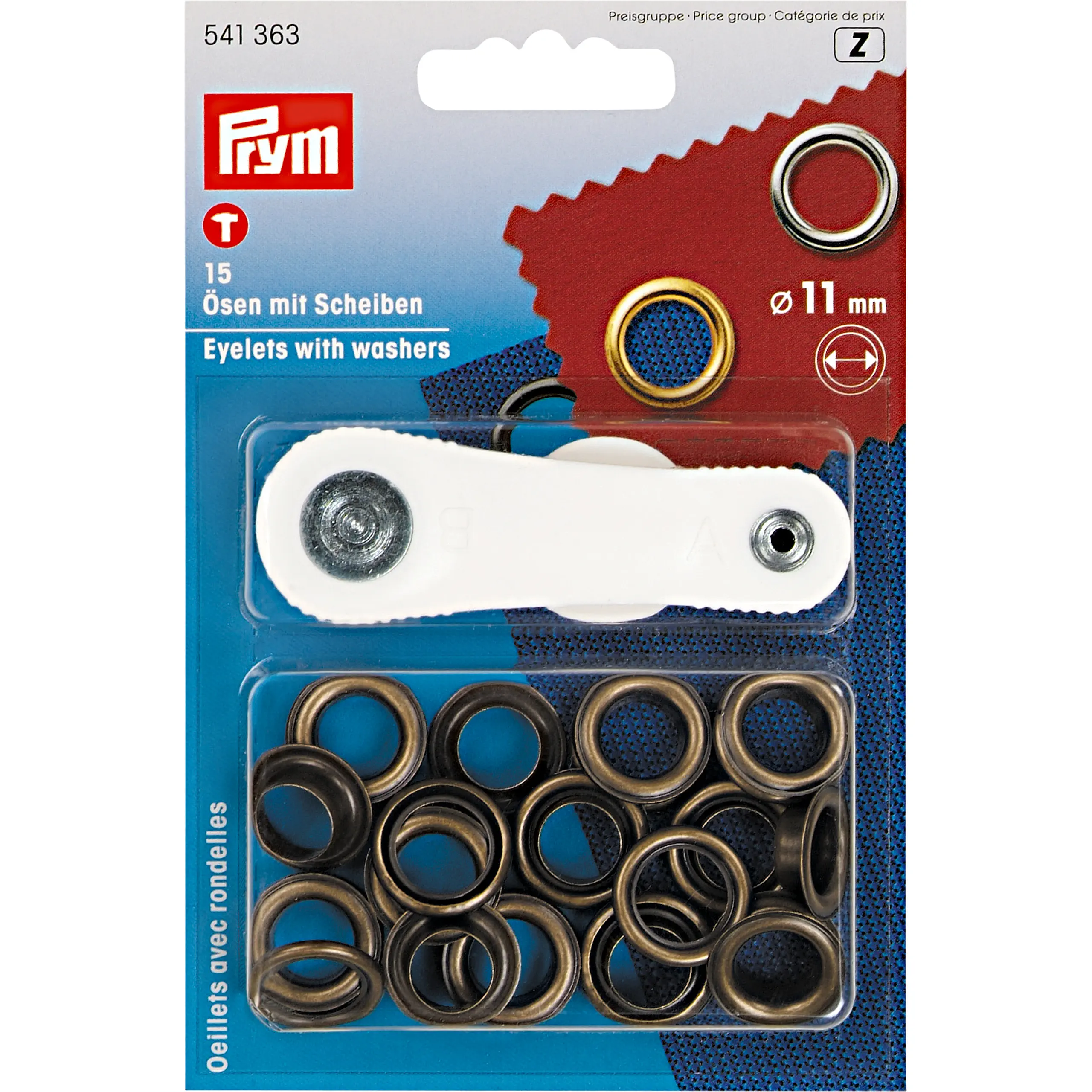 Prym 541363 Ösen und Scheiben 11,0 mm altmessing