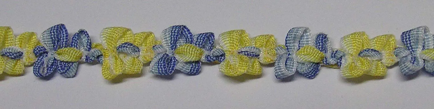 Blümchen Borte 10 mm jeans-gelb