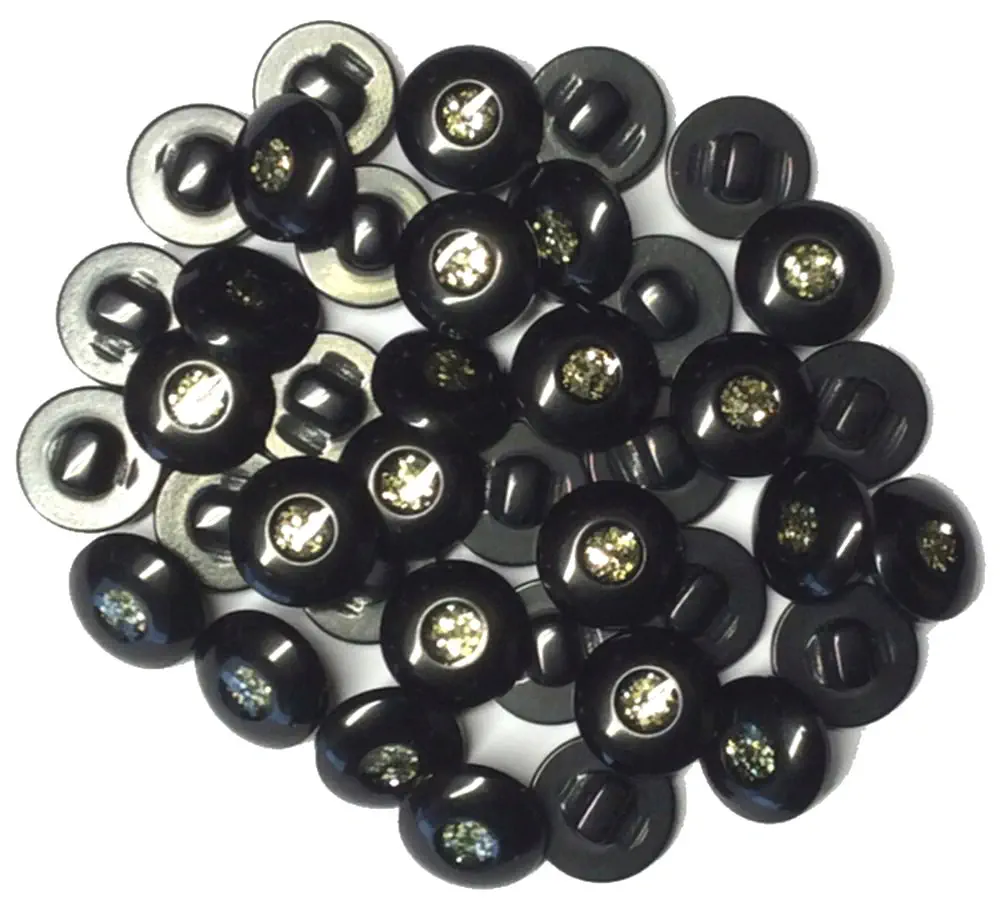 Straßknopf 15 mm schwarz Glitzer