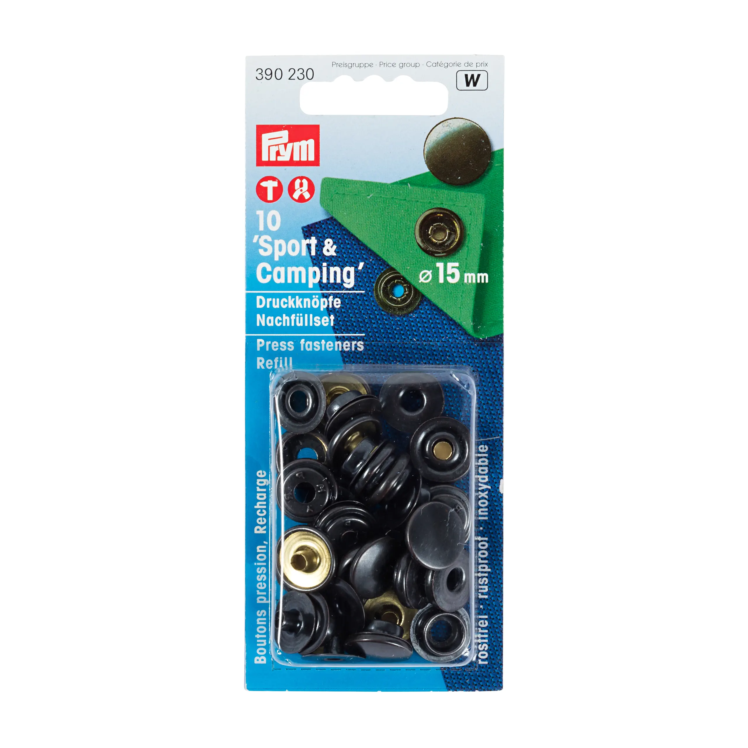 Prym 390230 Nähfrei Druckknopf 15 mm brüniert Sport und Camping Nachfüllpackung