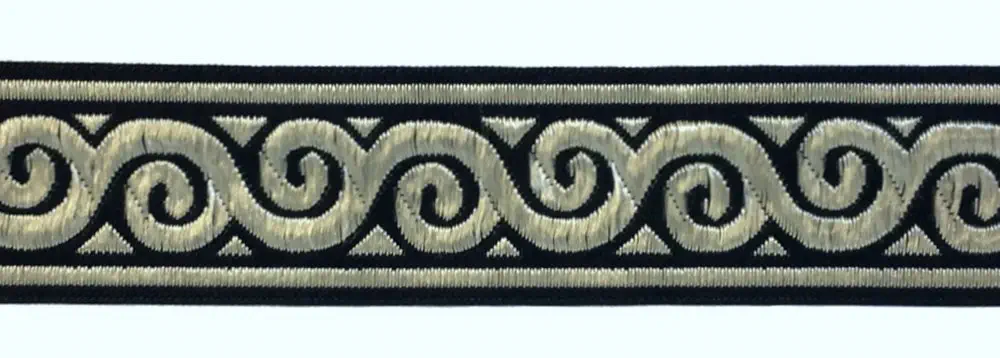Borte 35 mm schwarz / silber Ornament