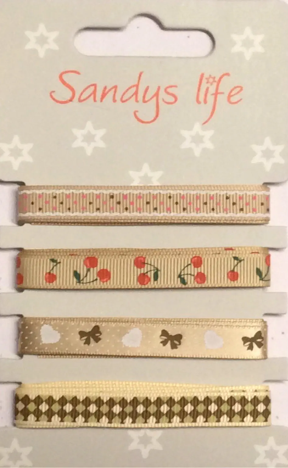 Ripsband 10 mm bedruckt beige-bunt 4 x 1m