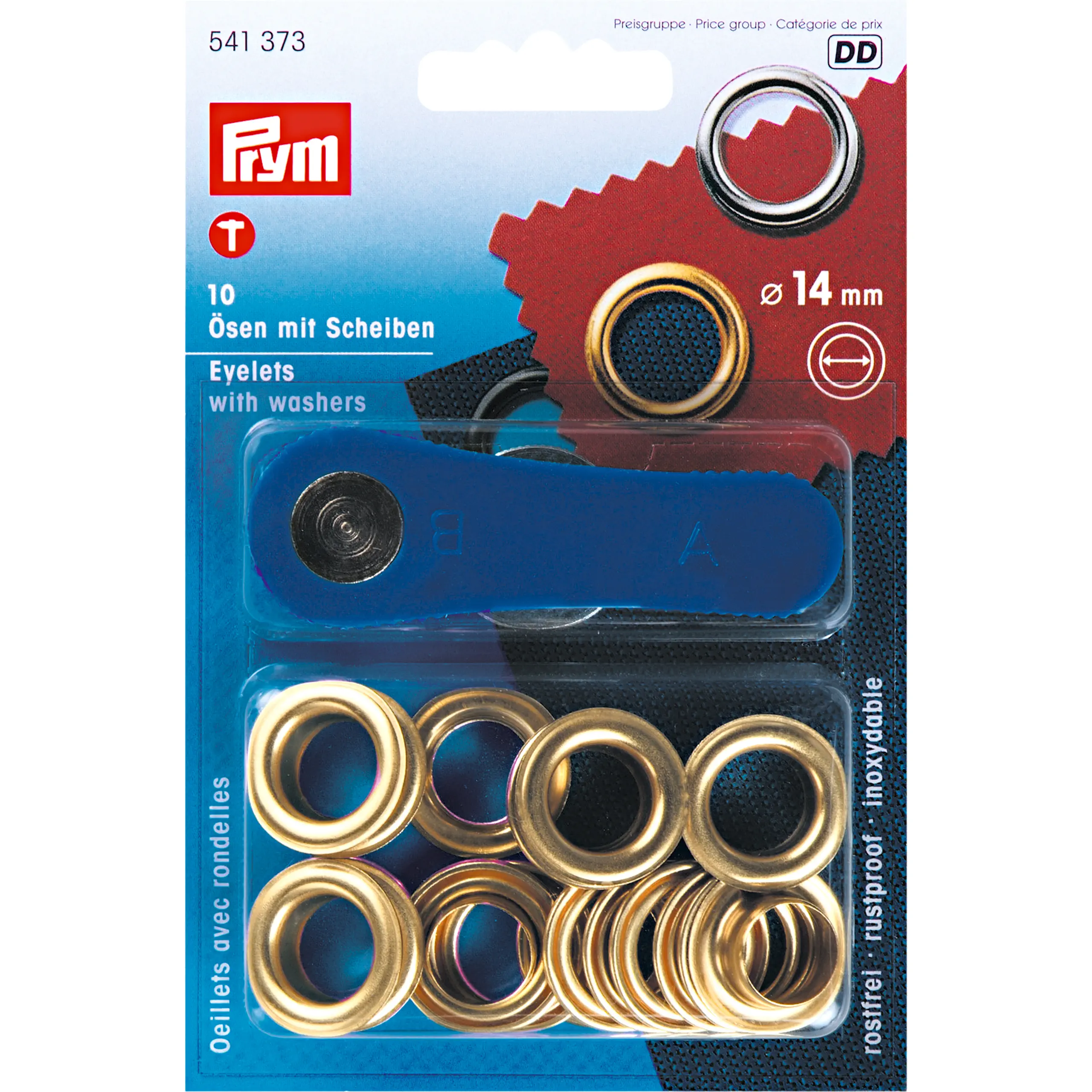 Prym 541373 Ösen und Scheiben 14,0 mm gold