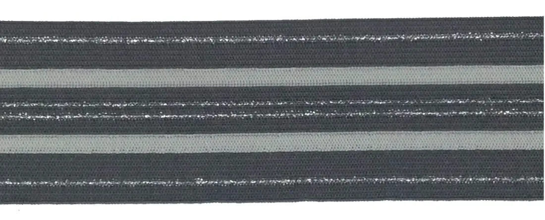 Gummiband 55 mm grau Lurex silber