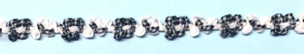 Borte 10 mm mit Vichy-Karo-Band schwarz-weiss