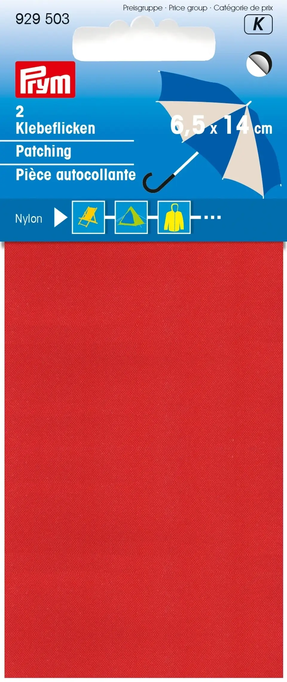 Prym 929503 Klebeflicken Nylon 2 Stück 6,5 x 14cm rot