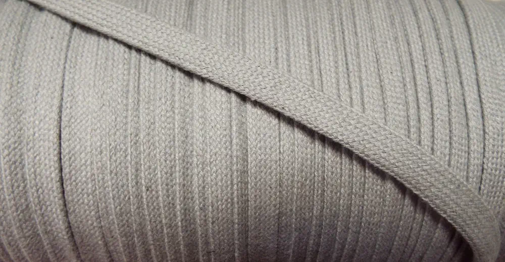 1,80 m Baumwollkordel / Hoodie Kordel  grau 12 mm flach