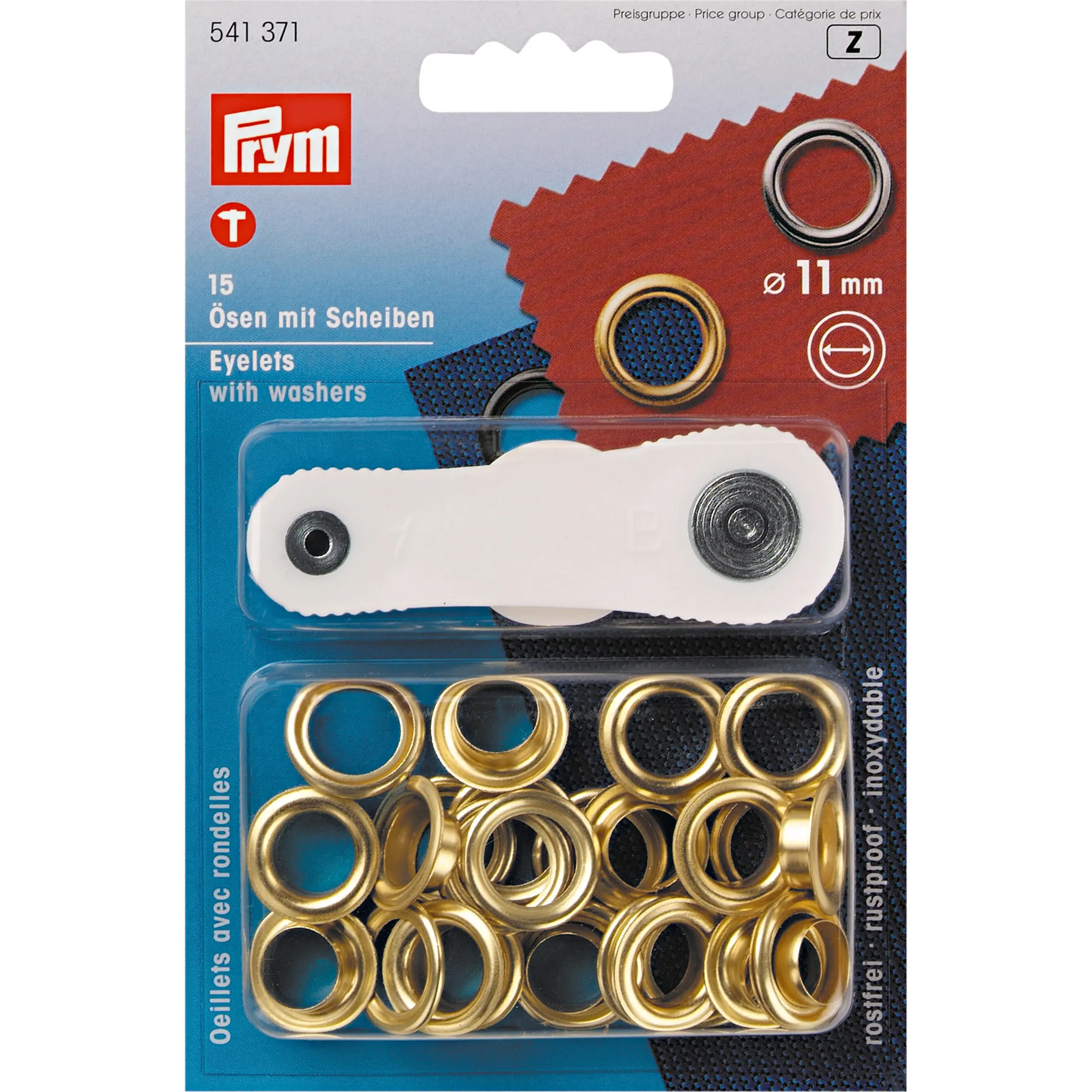 Prym 541371 Ösen und Scheiben 11,0 mm gold