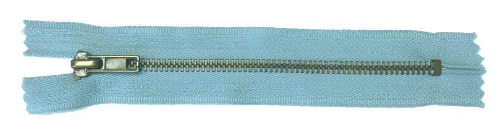 Reißverschluss blau hell, 016 cm Metall nicht teilbar 6 mm Kette