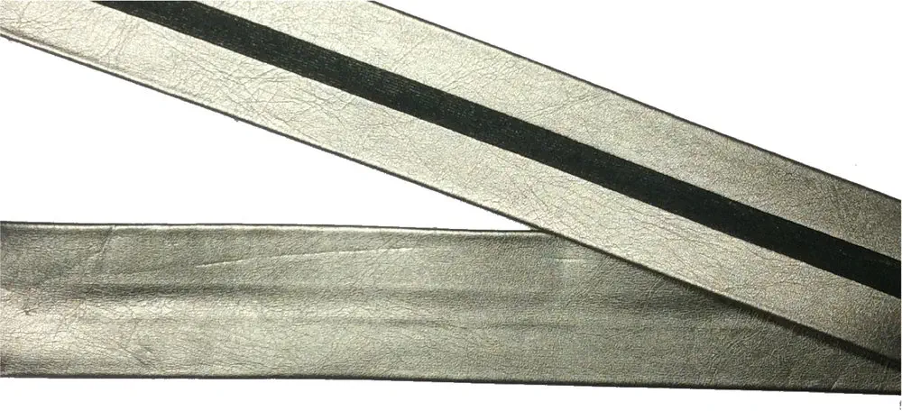 Einfaßband/Kunstleder 25 mm vorgefalzt silber