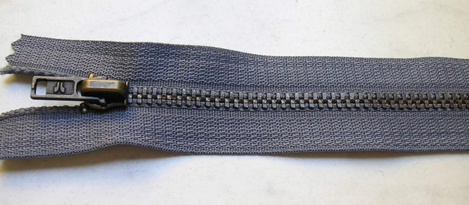 Reißverschluss grau, 014 cm Metall nicht teilbar 4 mm Kette
