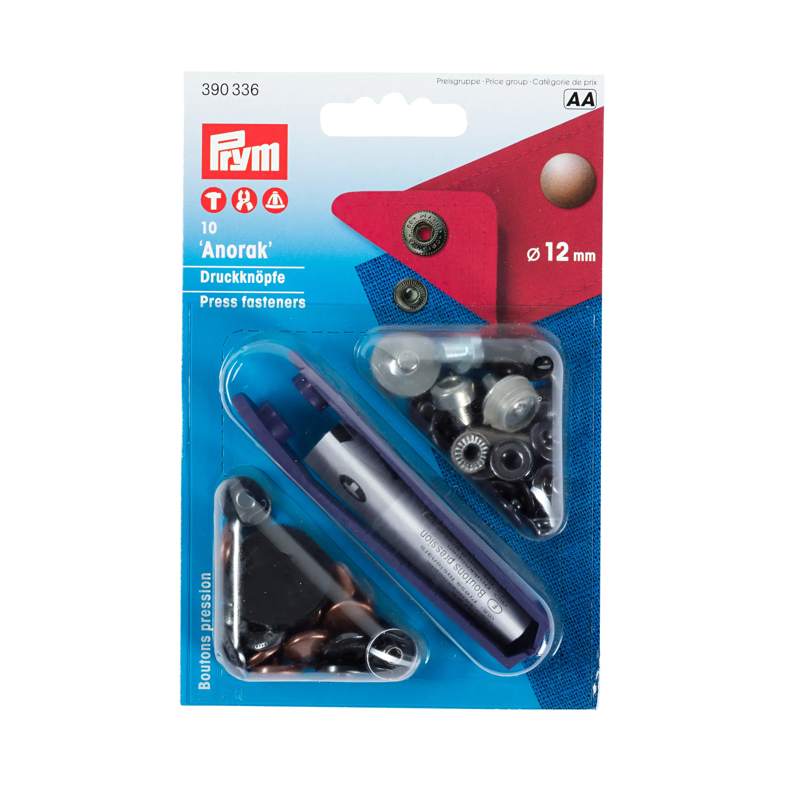 Prym 390336 Nähfrei-Druckknopf Anorak 12 mm altkupfer