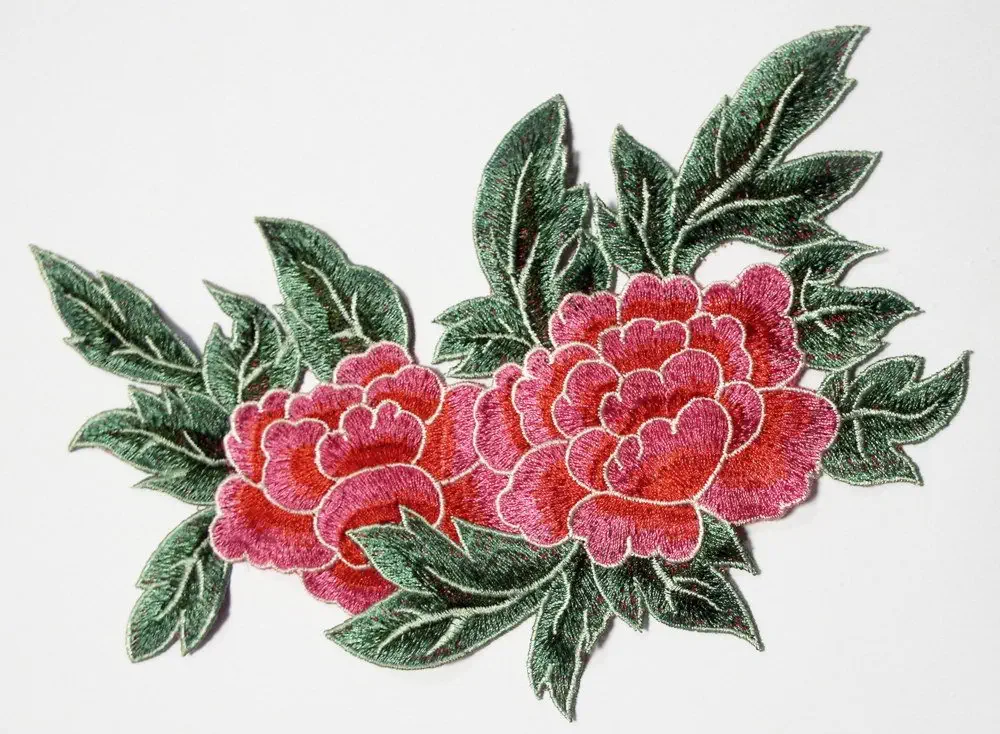 Applikation Pfingst Rose / Pfingstrose 22 x 14,5 cm