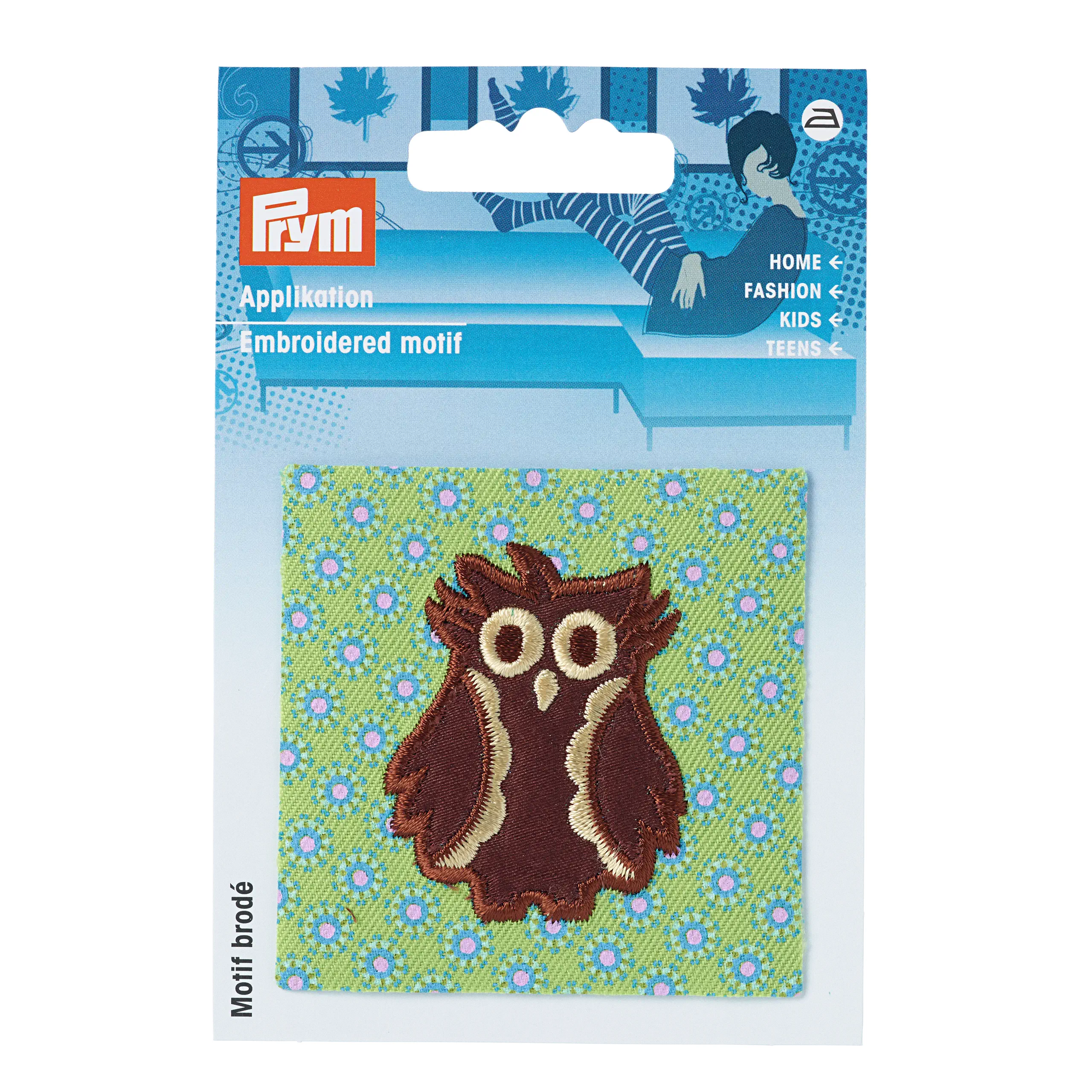 Prym 923170 Applikation Eule auf Stoff 65 x 65 mm  zum Aufbügeln