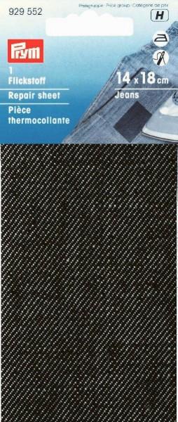 Prym 929552 Flickstoff Jeans aufbügelbar 12 x 45 cm schwarz