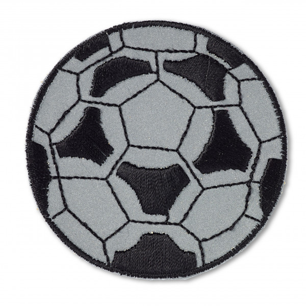 Prym 925507 Applikation Fußball 60 mm schwarz | silber reflektierend zum Aufbügeln