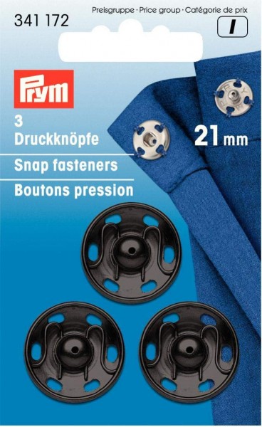 Prym 341172 Annäh-Druckknöpfe MS 21 mm schwarz