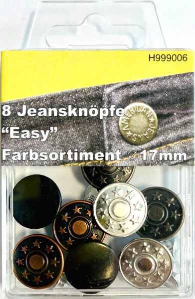 Jeansknöpfe Sortiment 8 Stück 17 mm Box