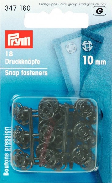 Prym 347160 18 Annäh-Druckknöpfe Kunststoff 10 mm schwarz
