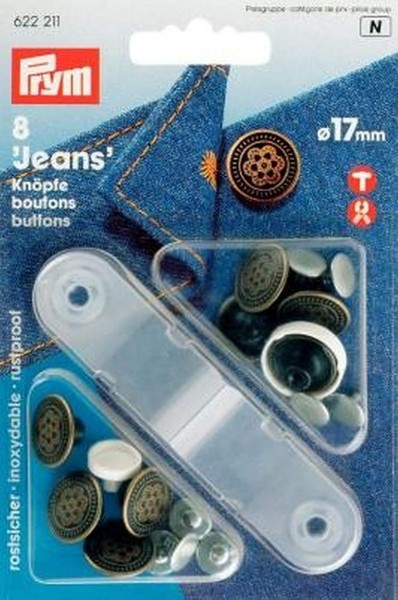 Prym 622211 Nähfrei-Jeans-Knöpfe Blume 17 mm altmessing