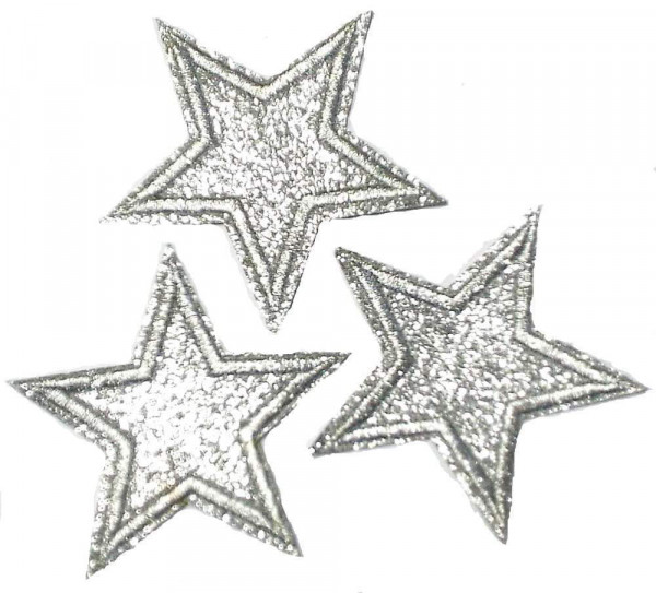 Applikationen 3 Sterne Lurex Silber zum Aufbügeln