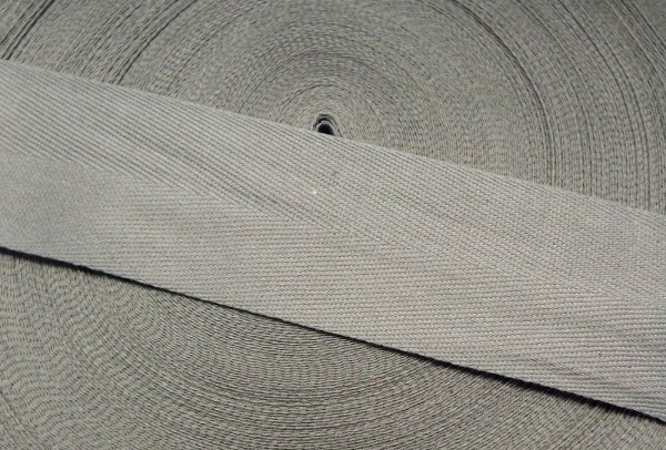 Baumwollband 40 mm grau