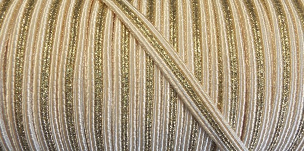 Posamentenborte beige mit goldenem Lurexfaden 10 mm