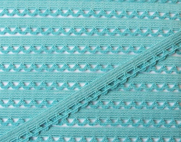 3 m Wäschespitze elastisch 12mm grün türkis/aqua