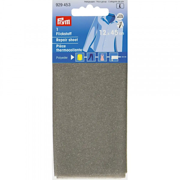 Prym 929453 Flickstoff PES 12 x 45 cm grau zum Bügeln