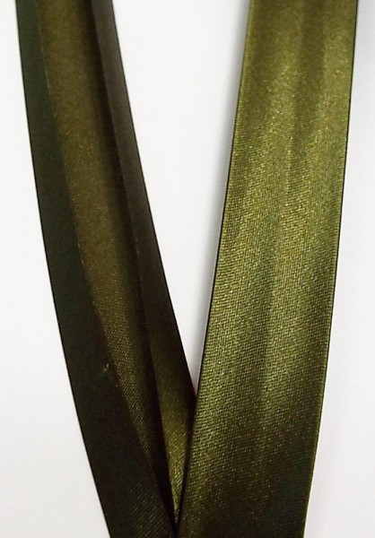 Satinschrägband 20 mm oliv vorgefalzt