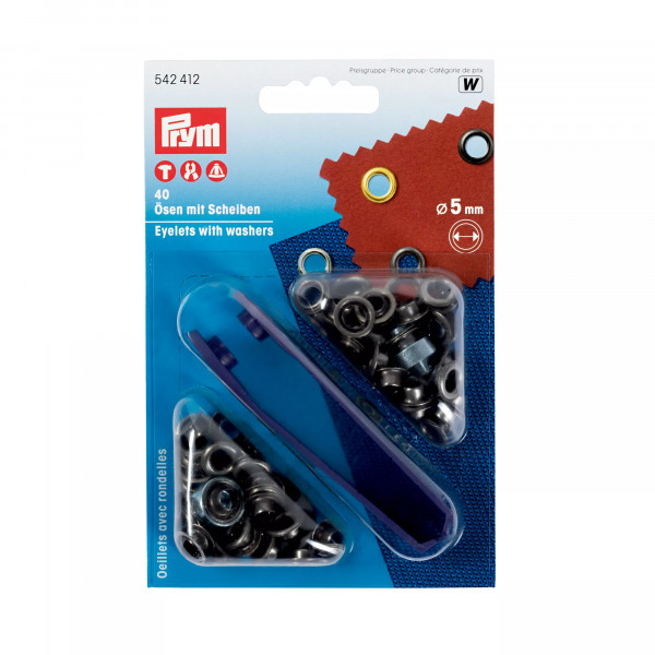 Prym 542412 Ösen und Scheiben 5,0 mm alteisen