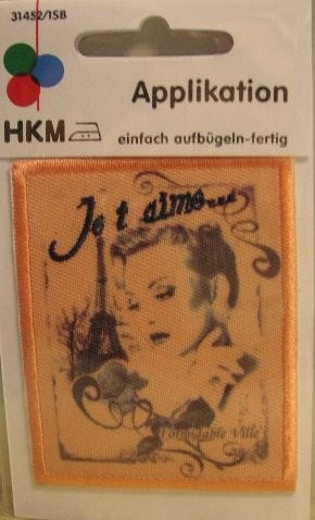 Applikation "Je t aime" 60 mm x 75 mm
