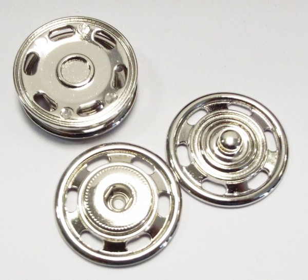 Druckknopf zum Annähen Metall silberfarben 30mm