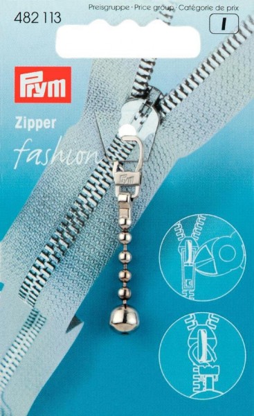 Prym 482113 Fashion-Zipper Kugelkette silberfarbig