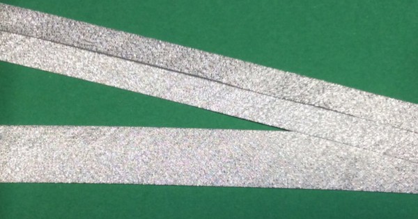 Schrägband Lurex silber 20 mm