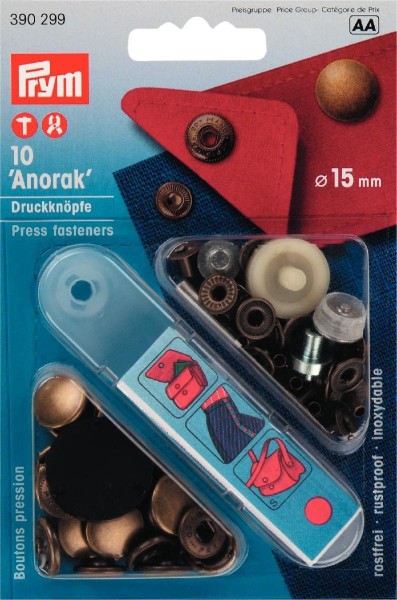 NF-Druckknopf Anorak MS 15 mm altmessing