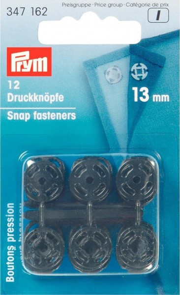 Prym 347162 12 Annäh-Druckknöpfe Kunststoff 13 mm schwarz