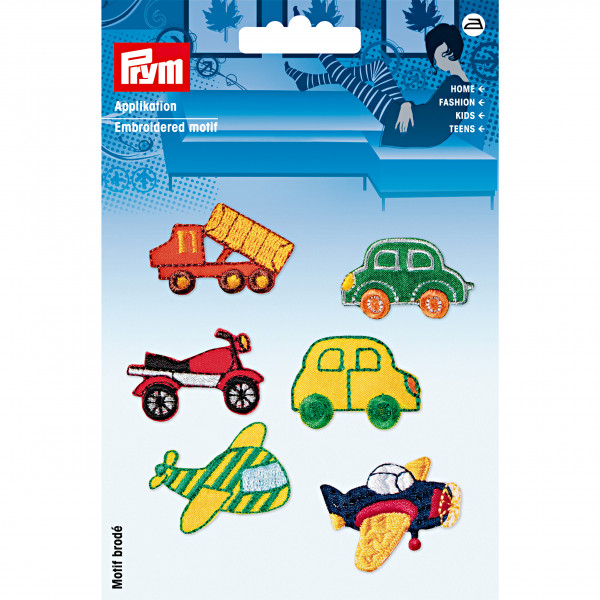 Prym 925378 Applikationen 6 kleine Fahrzeuge ca. 35 mm x 35 mm aufbügelbar