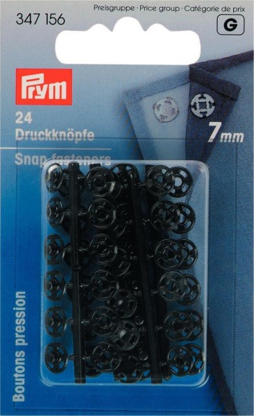 Prym 347156 24 Annäh-Druckknöpfe Kunststoff 7 mm schwarz