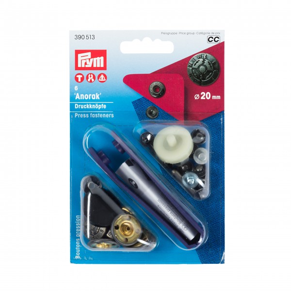 Prym 390513 Nähfrei-Druckknopf Anorak Fusion 20 mm altsilber