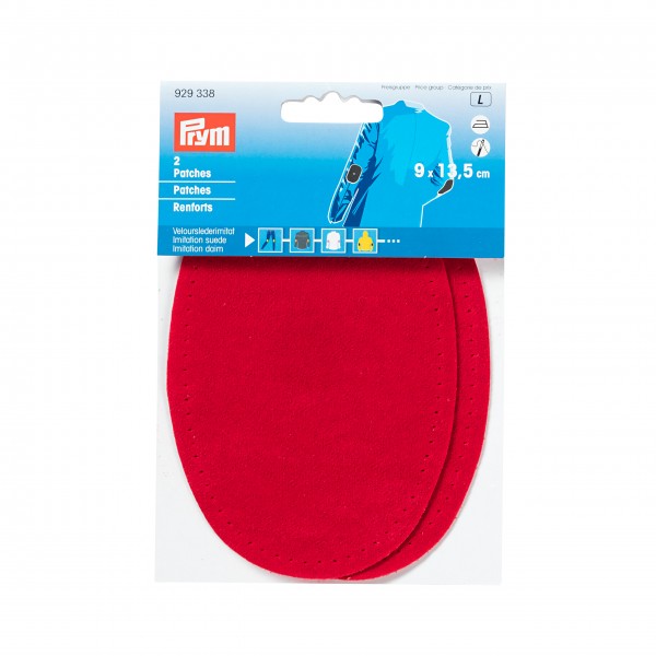 Prym 929338 Patches Velourslederimitat, aufbügelbar, 9 x 13,5 cm, rot