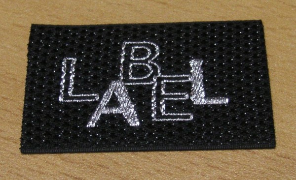Applikation Label 3 cm x 5 cm mit Lurex silber gestickt zum aufbügeln