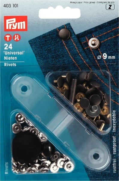 Prym 403101 Nieten MS 9 mm silberfarbig/alteisen