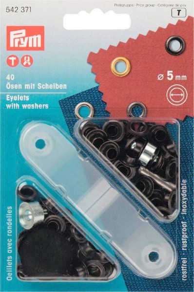 Prym 542371 Ösen und Scheiben 5,0 mm brüniert